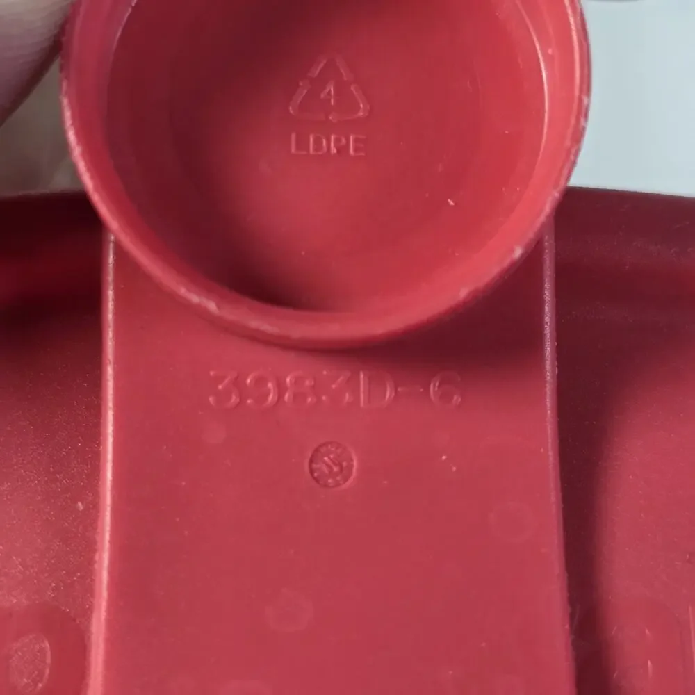 Tupperware Slim Line Pitchers 1 Qt Red Flip Top Spout Lids Set of 2